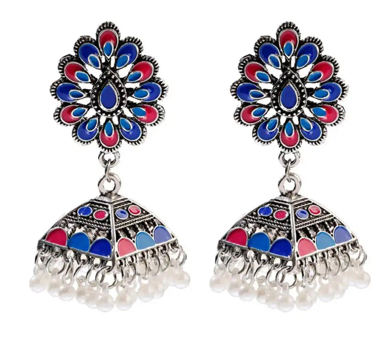 Leila Earrings (Pink & Blue)