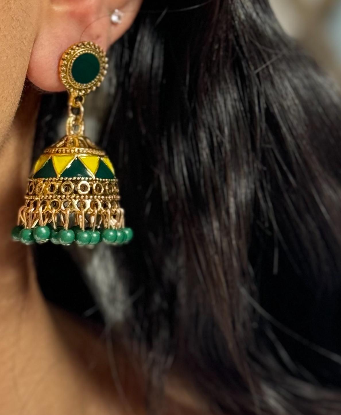 Hawa Earrings (Green & Yellow)