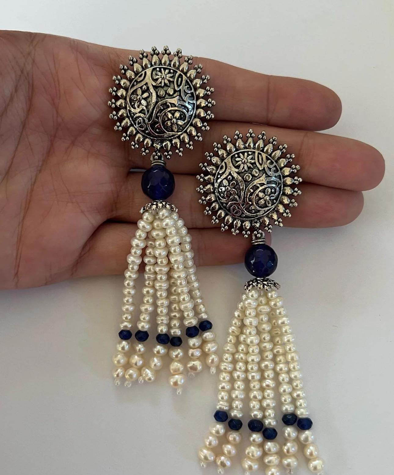 Sadaf Earrings (Blue)